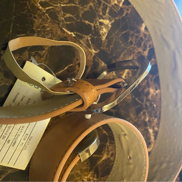 Linea Pelle Brown Faux Leather Square silver Buckle Belt - Picture 5 of 6